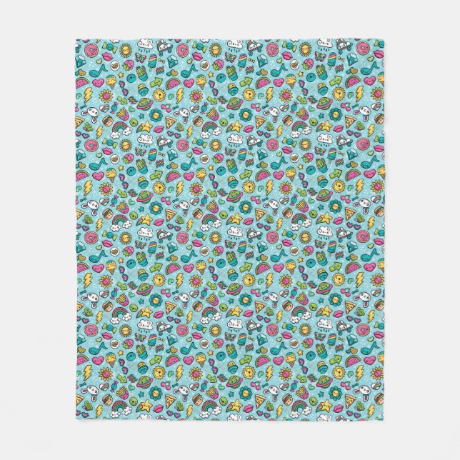 Totally Cute Doodles Fleece Blanket (Front)