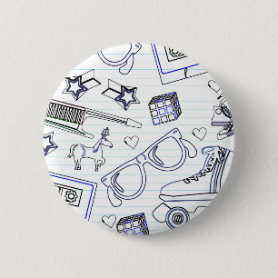 Totally Eighties Doodle 6 Cm Round Badge