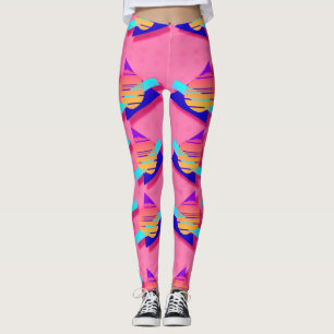 Totally Eighties Memphis Neon Triangle Patterns Leggings