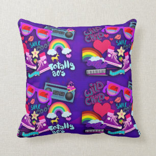 Totally Eighties Purple Collage Cushion