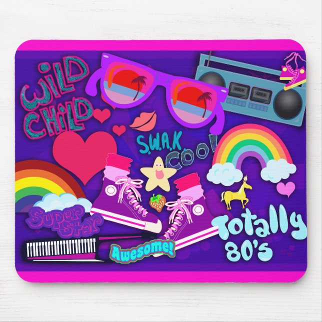 Totally Eighties Purple Collage Mouse Pad (Front)