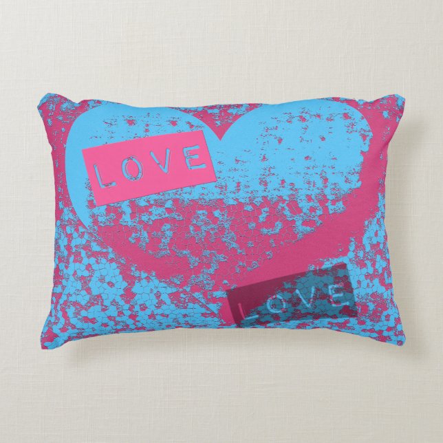 Totally Epic Retro Colours Love Heart Design Decorative Cushion (Front)