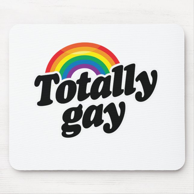 TOTALLY GAY RAINBOW - WHITE -.png Mouse Pad (Front)