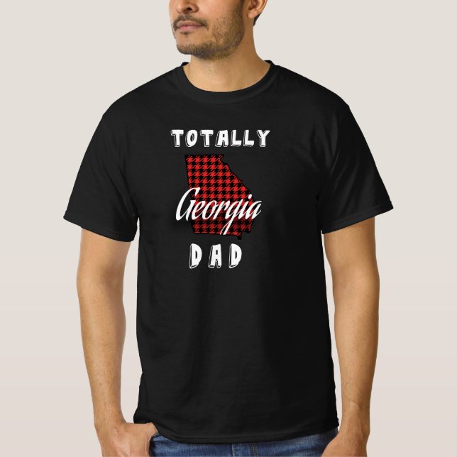 TOTALLY GEORGIA DAD Buffalo Plaid State T-Shirt (Front)