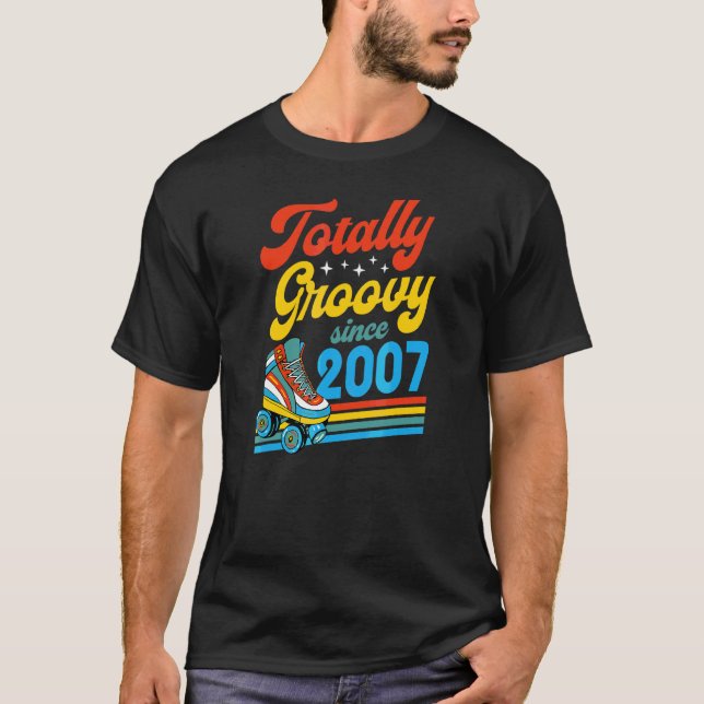 Totally Groovy Since 2007 Retro Roller Skate Birth T-Shirt (Front)