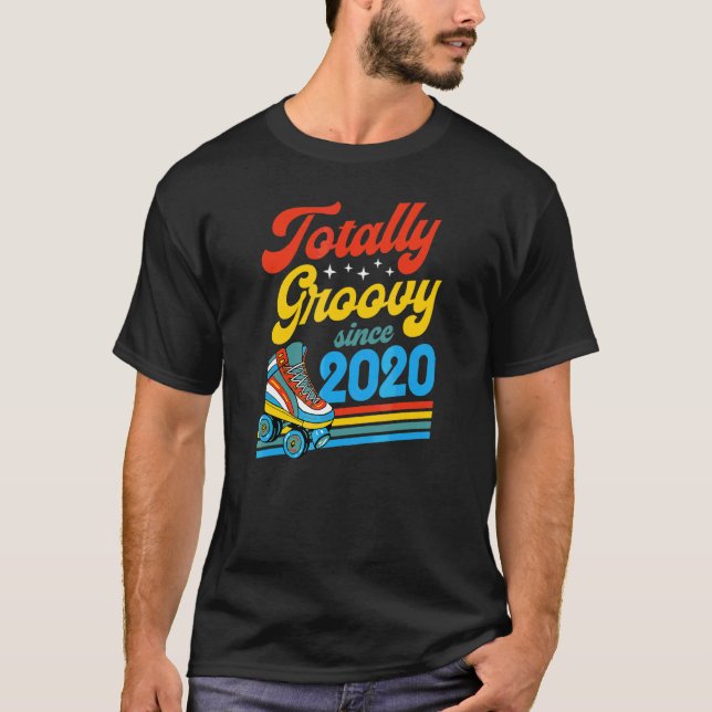Totally Groovy Since 2020 Retro Roller Skate Birth T-Shirt (Front)