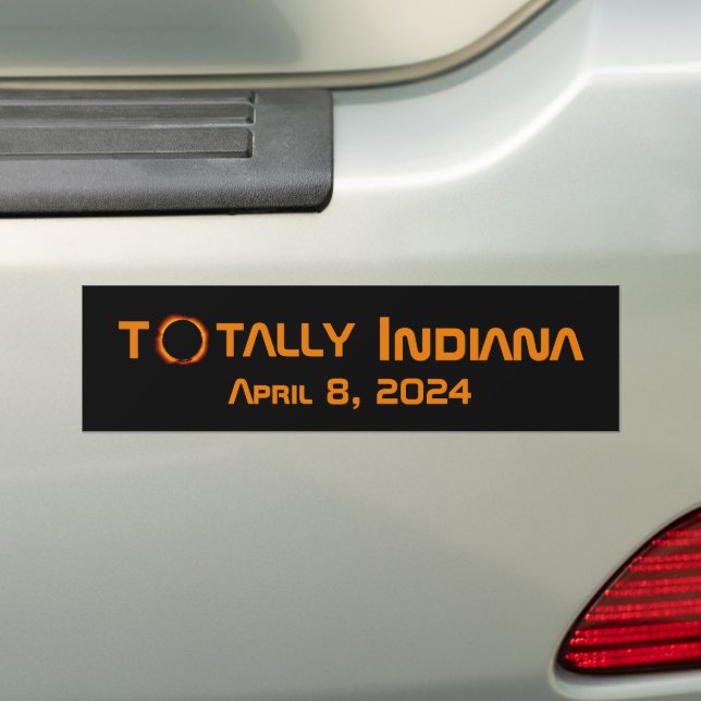 Totally Indiana 2024 Solar Eclipse Bumper Sticker (On Car)