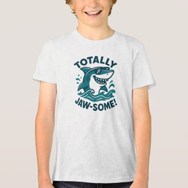 Totally Jaw-Some Cool Shark Design Tri-Blend Shirt (Front)