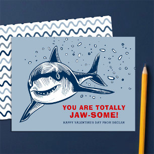 Totally Jaw-some Shark Kids Valentine's Day Card