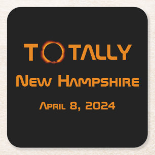 Totally New Hampshire 2024 Solar Eclipse Square Paper Coaster