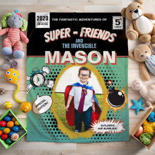 Totally Personalised Retro Comic Superhero Fleece Blanket