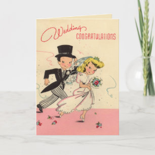 Totally Retro Wedding Congratulations Card
