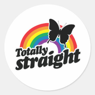 TOTALLY STRAIGHT BUTTERFLY - WHITE - WHITE -.png Classic Round Sticker