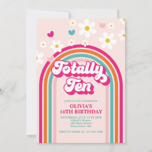 Totally Ten Rainbow 10th Birthday Invitation