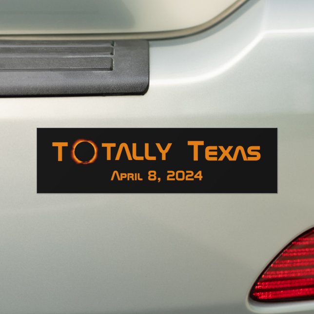 Totally Texas 2024 Solar Eclipse Bumper Sticker (On Car)