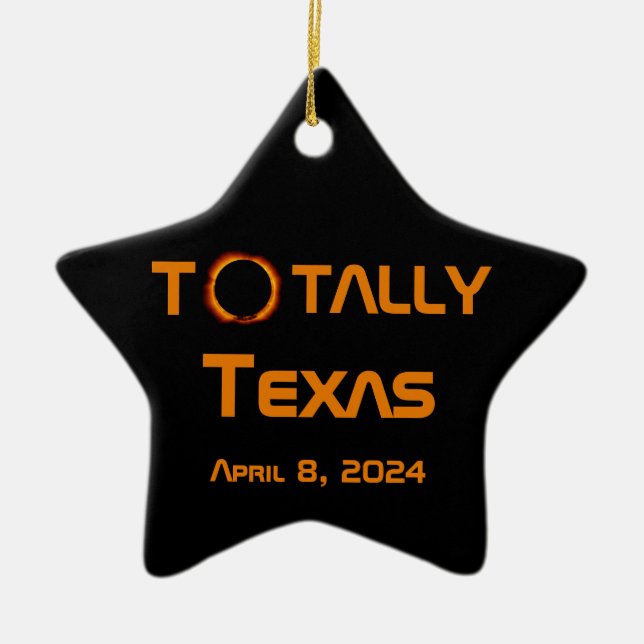 Totally Texas 2024 Solar Eclipse Ceramic Tree Decoration (Front)