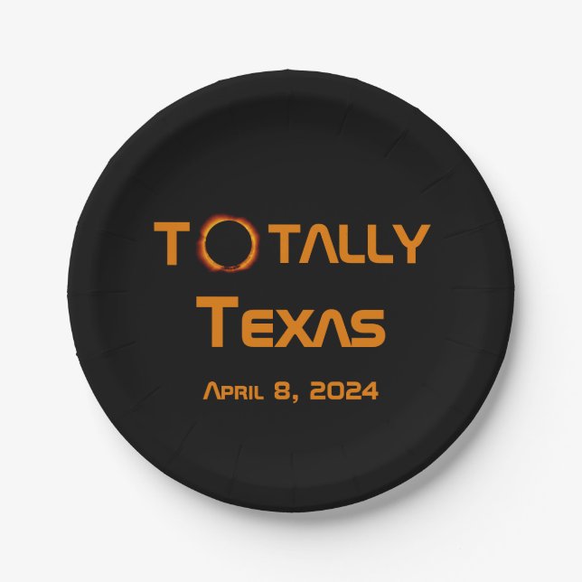 Totally Texas 2024 Solar Eclipse Paper Plate (Front)