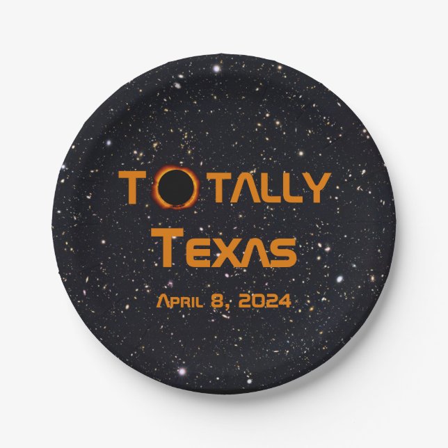 Totally Texas 2024 Solar Eclipse Paper Plate (Front)