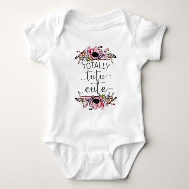Totally Tutu Cute Baby Girl Boho Floral Frame Tutu Baby Bodysuit (Front)