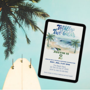 Totally Two-buillar, Surf 2nd Birthday Invitation