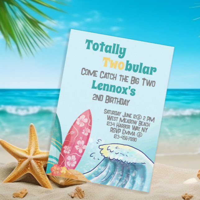 Totally Twobular Beach Party Kids Birthday  Invitation (Creator Uploaded)