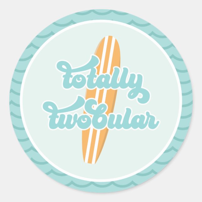Totally Twobular Surf Beach 2nd Birthday Classic Round Sticker (Front)