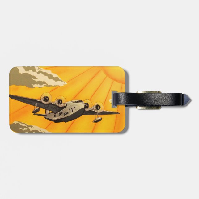 Totally unique art deco plane luggage tag (Back Horizontal)
