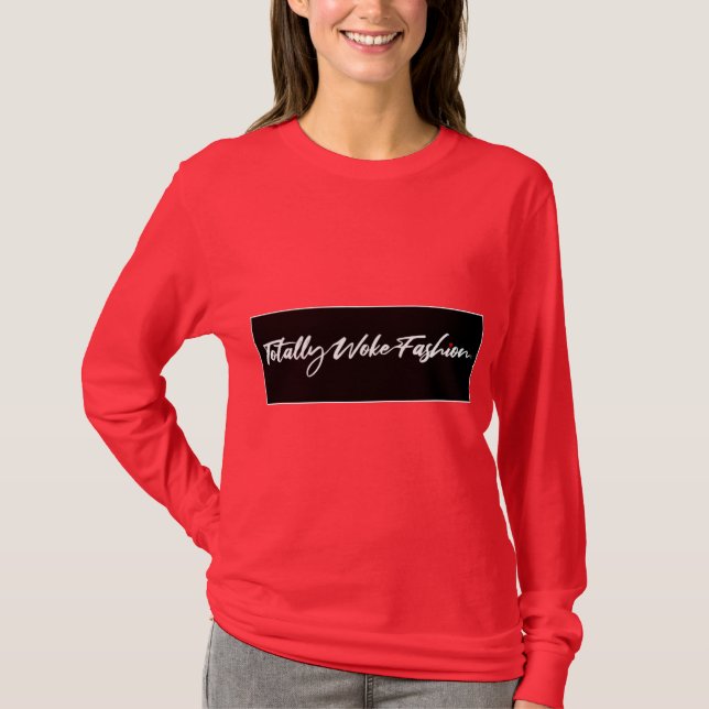 Totally Woke Fashion Logoed Red Long Sleeve Tee (Front)