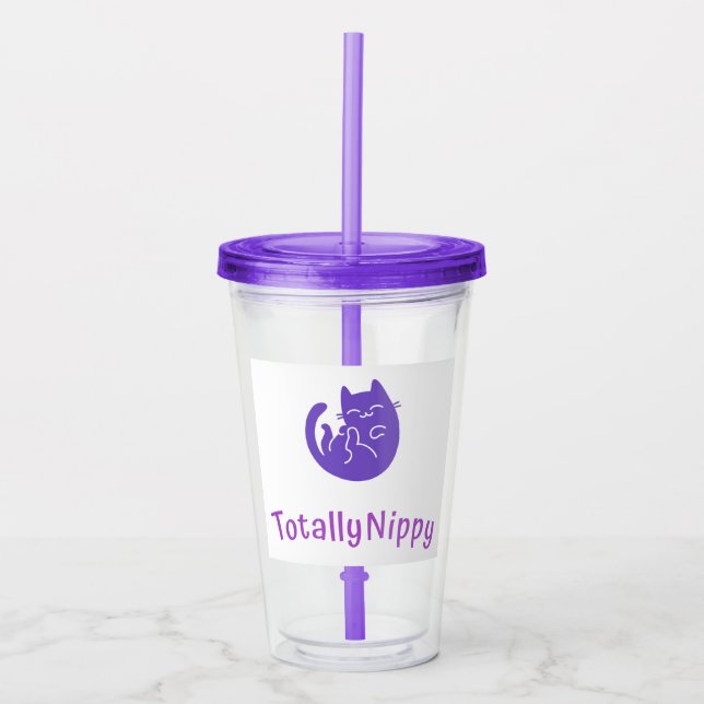 TotallyNippy Tumbler Purple Cat (Front)