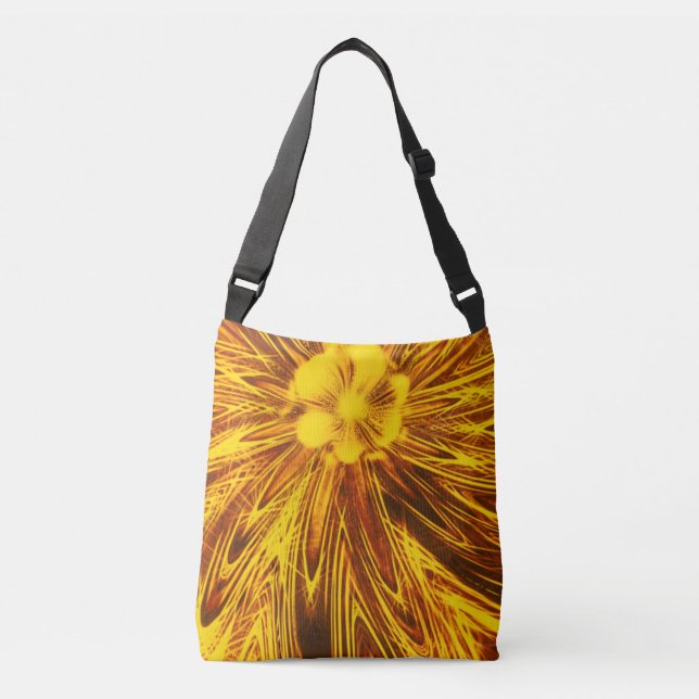 Tote Abstract Lines Yellow Flower (Front)
