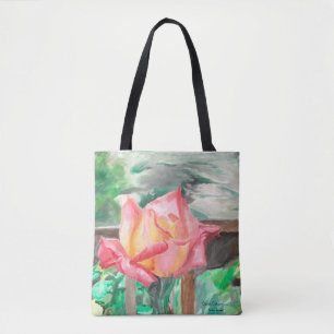Tote, All-Over "Double Delight Rose" Amber Larsen  Tote Bag