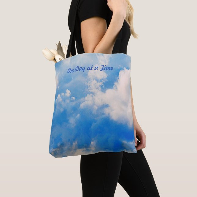 Tote-Azure With White Clouds Tote Bag (Close Up)