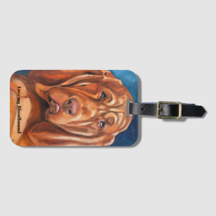 tote back with bloodhound luggage tag