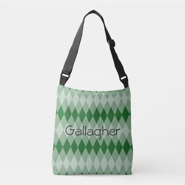 Tote Bag (ao) - Argyle Pattern with Name (Front)