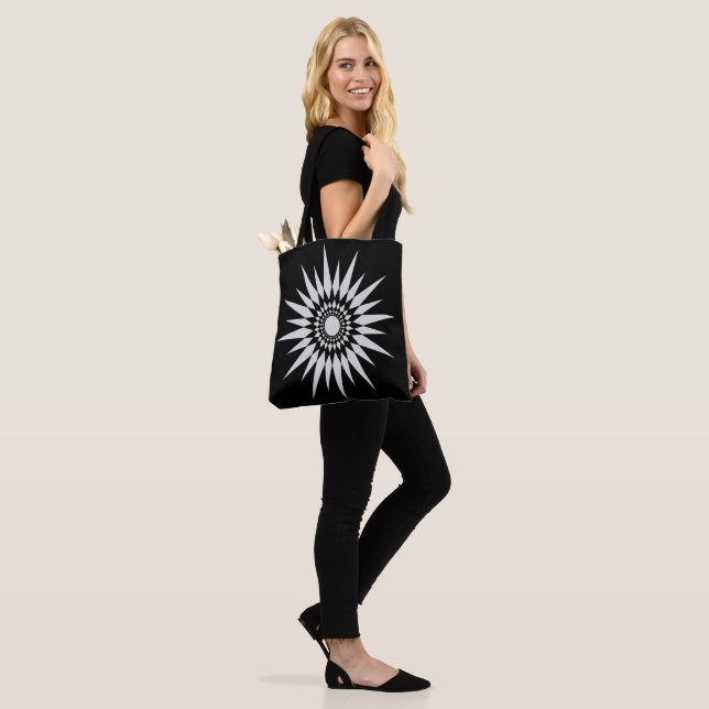 Tote Bag (ao) - Starburst Pattern on Black (On Model)