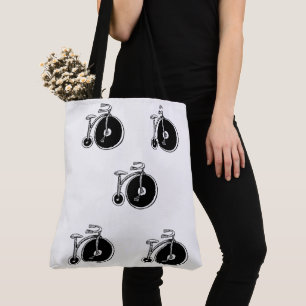 Tote Bag Black & White Bicycles Vintage