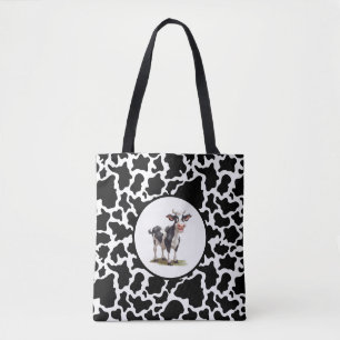 Tote Bag Black & White Cow Spotted Print