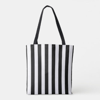 Tote Bag, Black & White Stripe Vertical Bag