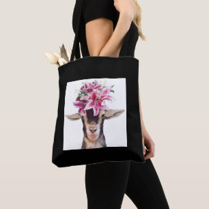 Tote Bag (blk) - Lily and Posey the Goats