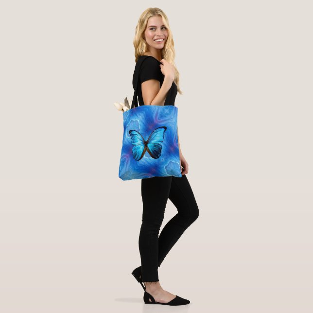 Tote Bag Blue Butterfly (On Model)