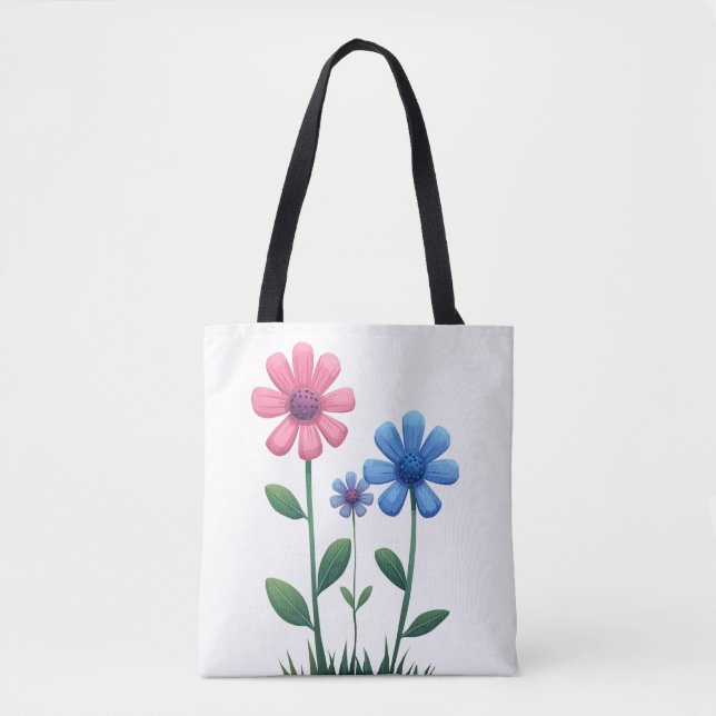 Tote Bag Blue & Pink flower (Front)