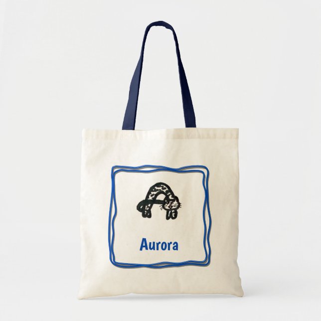 Tote Bag - Cat Letter A with Name in Frame (Front)