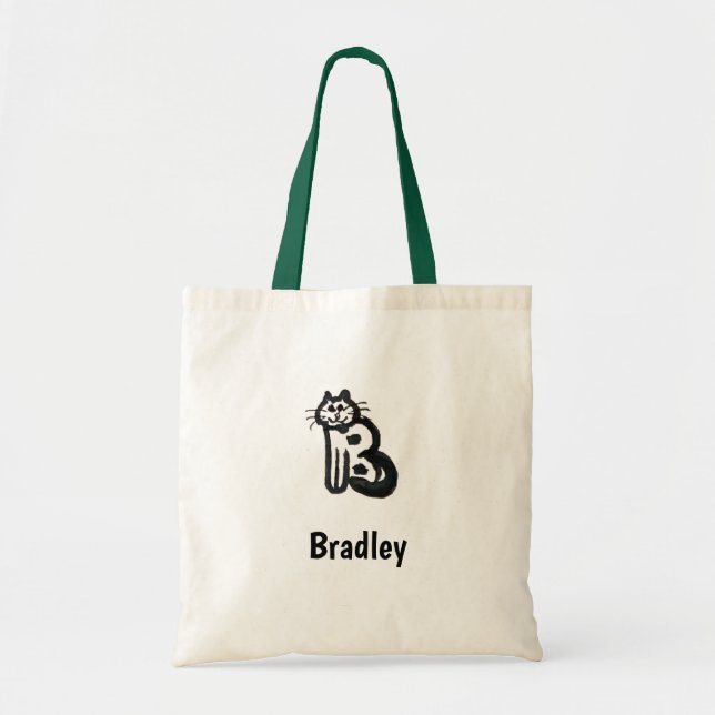 Tote Bag - Cat Letter B with Name  (Front)