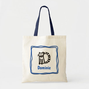 Tote Bag - Cat Letter D with Name in Frame