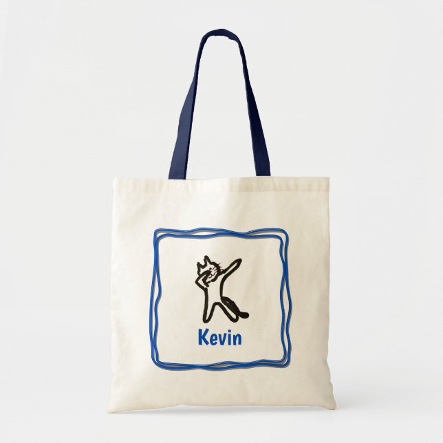 Tote Bag - Cat Letter K with Name in Frame (Front)