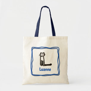 Tote Bag - Cat Letter L with Name in Frame
