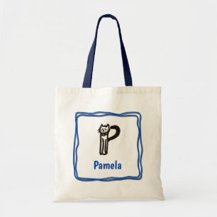 Tote Bag - Cat Letter P with Name in Frame