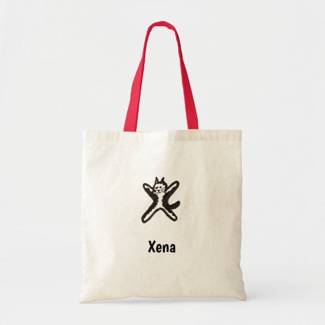 Tote Bag - Cat Letter X with Name  (Front)