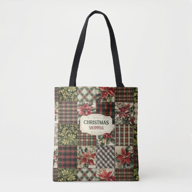Tote Bag Christmas Vintage Patchwork (Front)