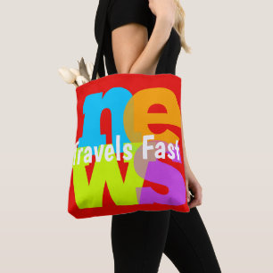 Tote Bag Colorful News Travels Fast Gift Bag Large